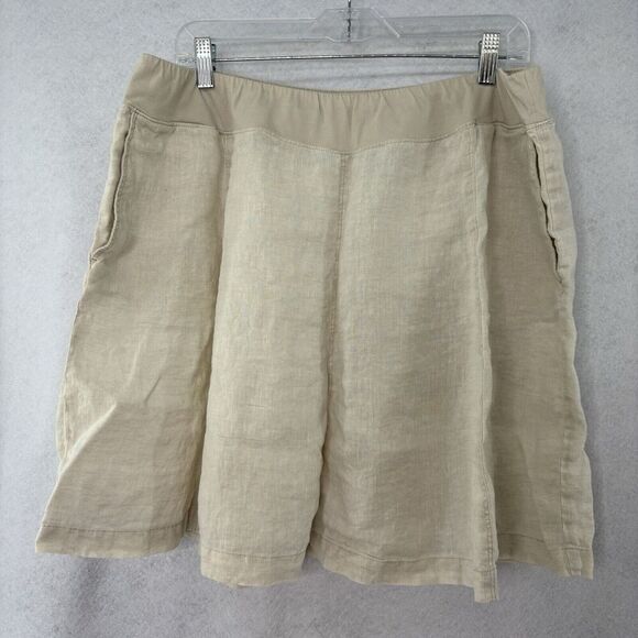 Caslon Women’s Natural‎ Linen Color Mini Flare Paneled Skirt Size Large Work - Picture 1 of 6